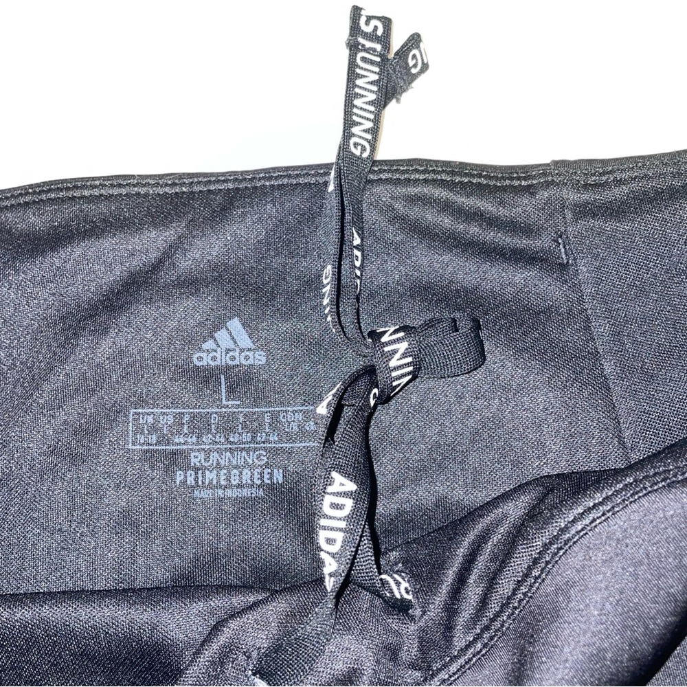 Adidas Black Running Cropped Leggings L Climalite Reflective - Picture 4 of 6